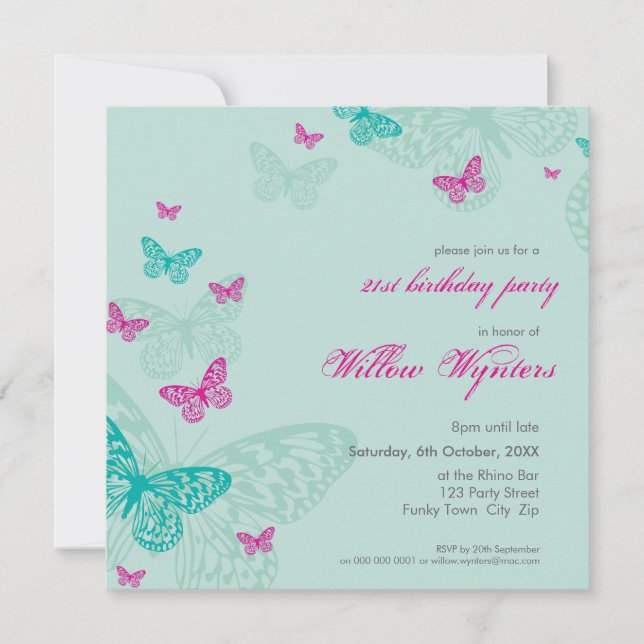 SPECIAL EVENT INVITES :: butterflies 5SQ (Front)