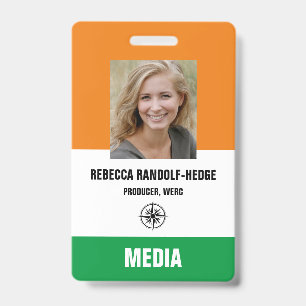 SPECIAL EVENT MEDIA PASS - Photo I.D. Badge ID Badge