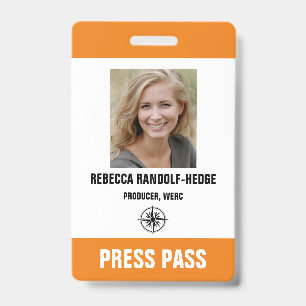 SPECIAL EVENT PRESS PASS - Colored Bars Photo I.D. ID Badge