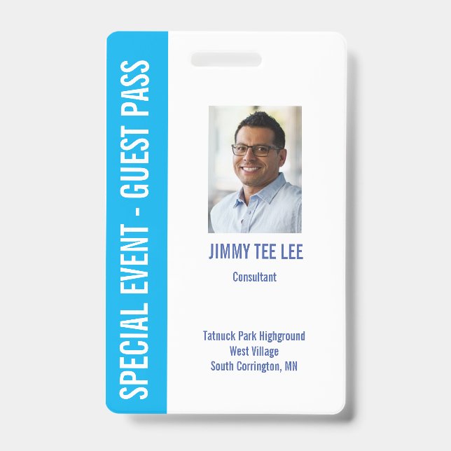 Special Event Security Media Pass ID Badge (Front)