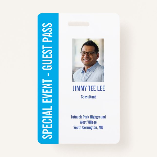 Special Event Security Media Pass ID Badge (Front)