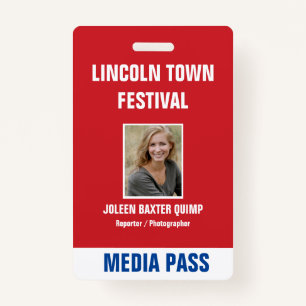 Special Event Security Media Pass QR code ID Badge