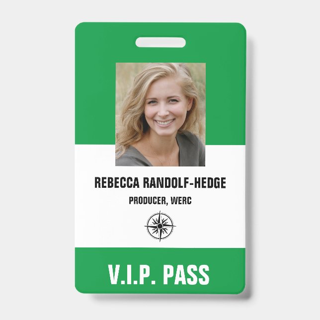 SPECIAL EVENT V.I.P. PASS - Photo I.D. Badge ID Badge (Front)
