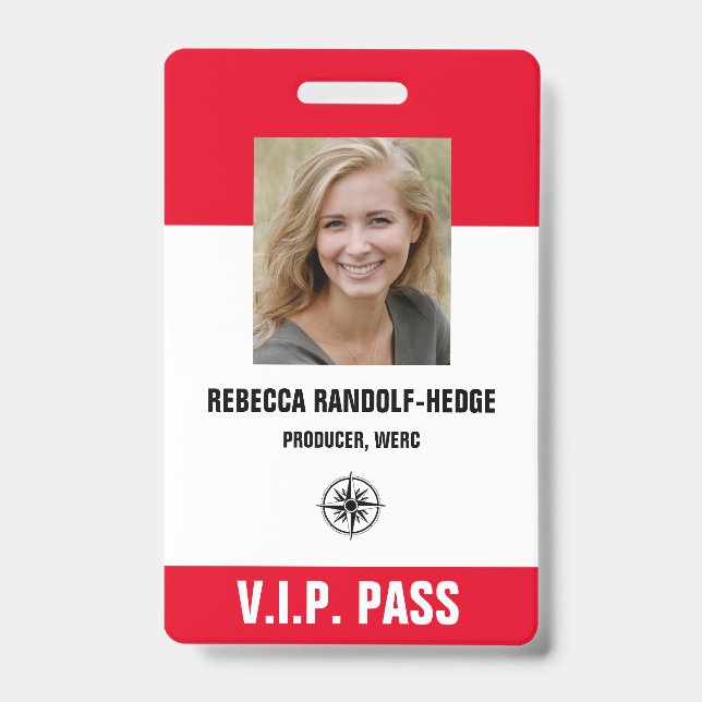 SPECIAL EVENT V.I.P. PASS - Photo I.D. ID Badge (Front)