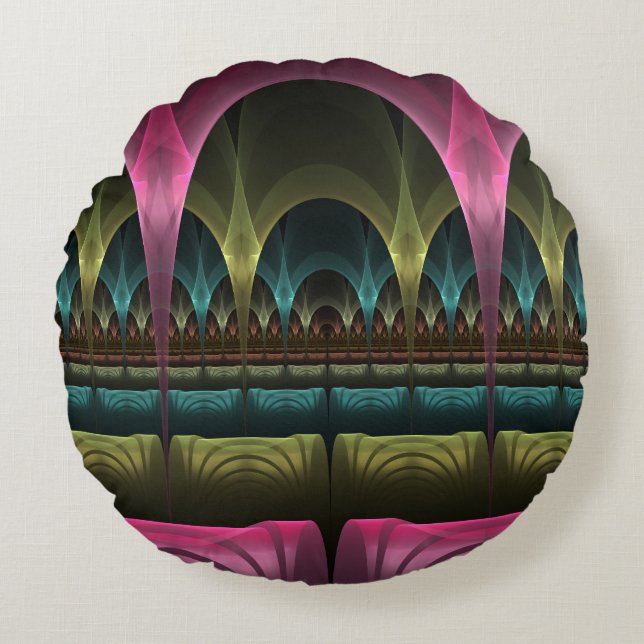 Special Fantasy Pattern Abstract Colourful Fractal Round Cushion (Front)