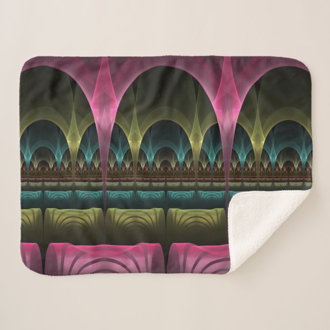 Special Fantasy Pattern Abstract Colourful Fractal Sherpa Blanket (Front (Horizontal))