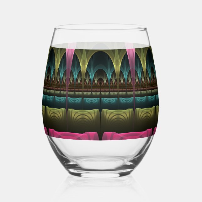 Special Fantasy Pattern Abstract Colourful Fractal Stemless Wine Glass (Front)