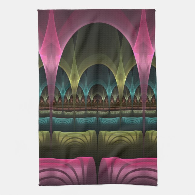 Special Fantasy Pattern Abstract Colourful Fractal Tea Towel (Vertical)