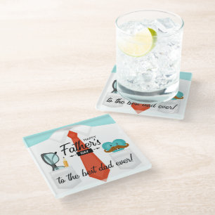 Special Fathers Day Greetings to the Best Dad Ever Glass Coaster