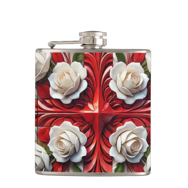 Special flask with English Roses Design (Front)