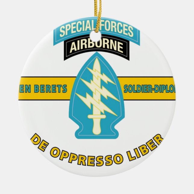 SPECIAL FORCES AIRBORNE "DE OPPRESSO LIBER" CERAMIC TREE DECORATION (Front)