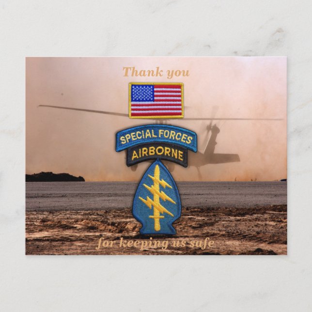 Special forces green berets veterans vets patch postcard (Front)