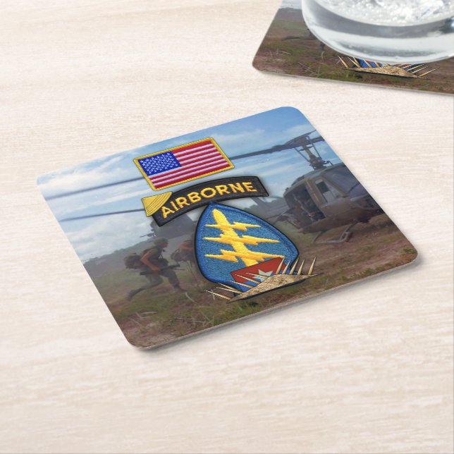Special Forces Green Berets vietnam nam war vets Square Paper Coaster (Angled)