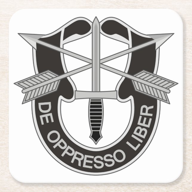 Special Forces SF De Oppresso Liber Square Paper Coaster (Front)