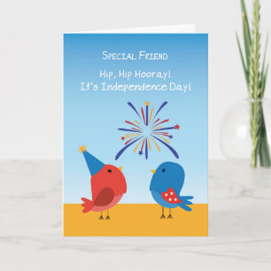 Special Friend 4th of July Birds Watching Firework Card