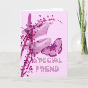 Special Friend Birthday card, pink with buttefly a Card