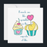 Special Friend Cupcake Message Flat Birthday Card<br><div class="desc">Friends are like sprinkles on the cupcake of life -- I first saw this message IN a cupcake store and fell in love with it -- because -- they do add the real meaning in life.  And these handsome cupcakes are courtesy of Freepik.com</div>