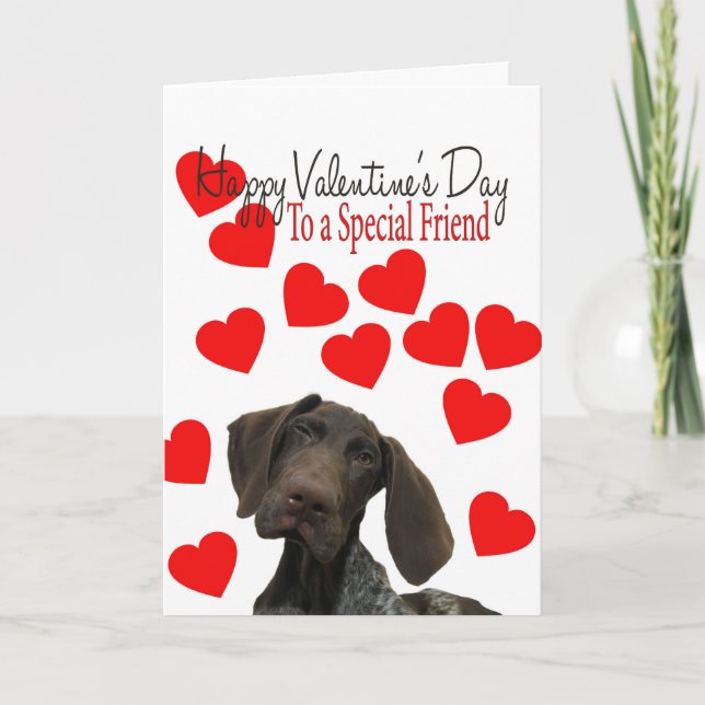 Special Friend Glossy Grizzly Valentine Puppy Love Holiday Card (Front)