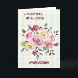 Special Friend Watercolor Floral Birthday Wishes Card<br><div class="desc">Lovely Floral Happy Birthday card with an easy to personalise outside and inside message.</div>