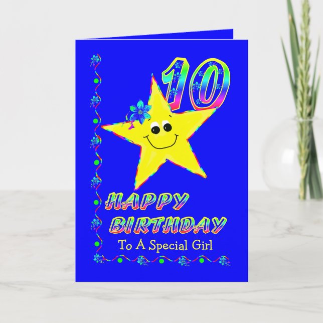Special Girl 10th Brithday Stars Card (Front)