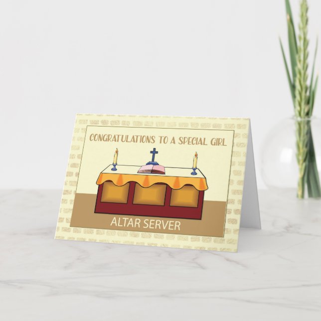 Special Girl Congratulations Catholic Altar Server Card (Front)