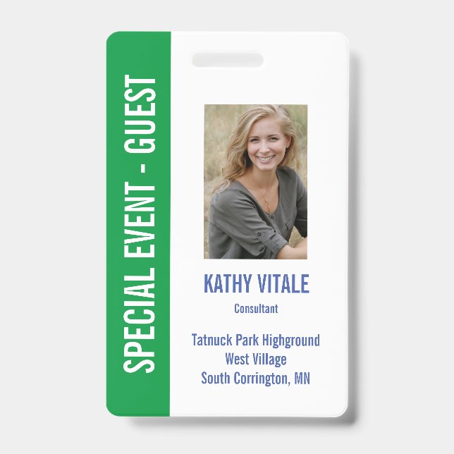 Special Golf Event Guest ID Badge (Front)