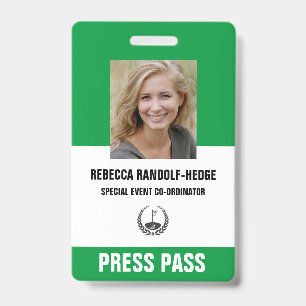 SPECIAL GOLF EVENT PRESS PASS - Photo I.D. ID Badge