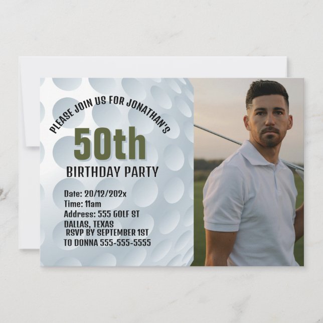  Special Golf-Themed Birthday Celebration Invitation (Front)