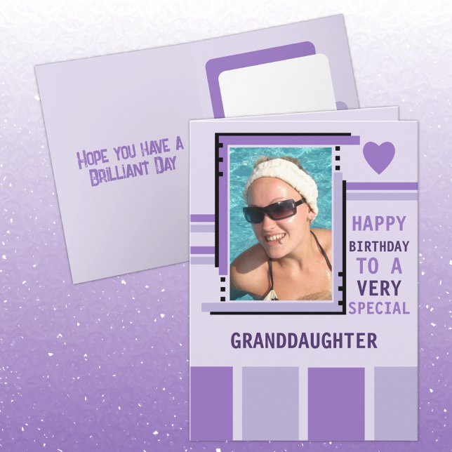 Special granddaughter add photo purple birthday card (Creator Uploaded)