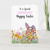 Special Granddaughter Bunny Hiding Eggs Card