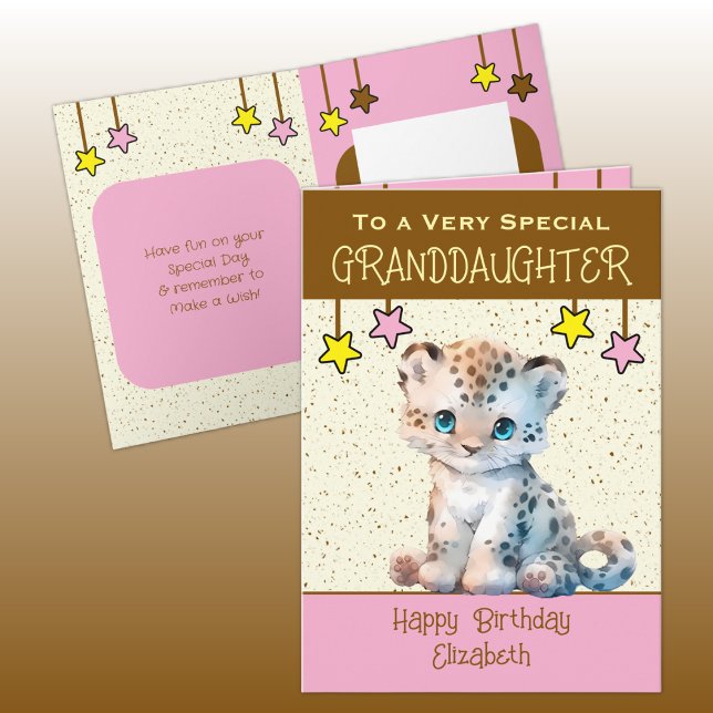 Special Granddaughter leopard kids brown birthday Card (Creator Uploaded)