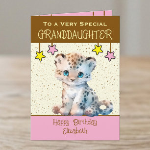 Special Granddaughter leopard kids brown birthday Card