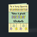 Special granddaughter name purple birthday card<br><div class="desc">Celebrate your amazing granddaughter's big day with this starry birthday card! Perfect for a special young lady, it’s designed with stars to match her bright personality. Add her name and a personal birthday message to make it one-of-a-kind—because she deserves a card as awesome as she is! Whether she’s blowing out...</div>