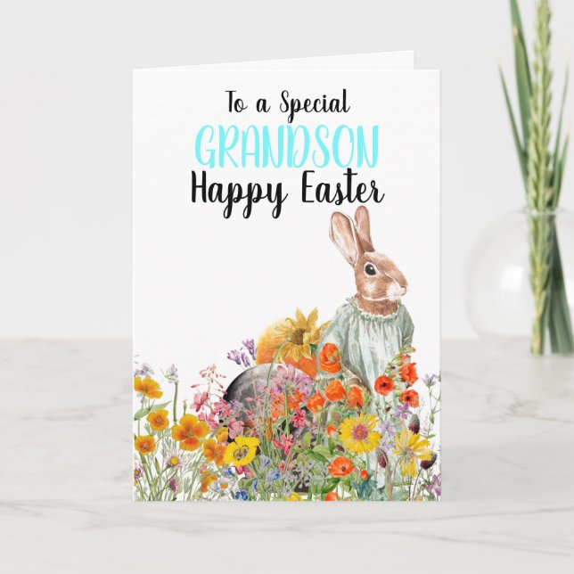 Special Grandson Vintage Bunny Card (Front)
