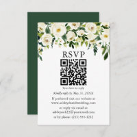 Special -  Green White Floral QR Wedding RSVP