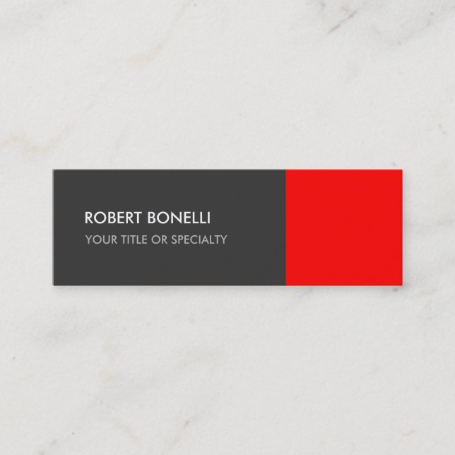 Special Grey Red Unique Elegant Standard Mini Business Card (Front)