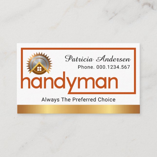 Special Handyman Frame Home Repairs Business Card (Front)