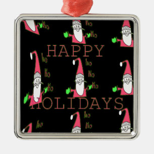 Special Happy Holidays Ho Ho Ho Ink Sketch Santa g Metal Tree Decoration