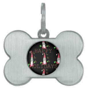 Special Happy Holidays Ho Ho Ho Ink Sketch Santa g Pet Name Tag