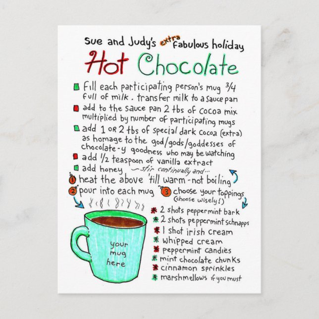 Special Holiday Hot Chocolate Recipe Postcard (Front)