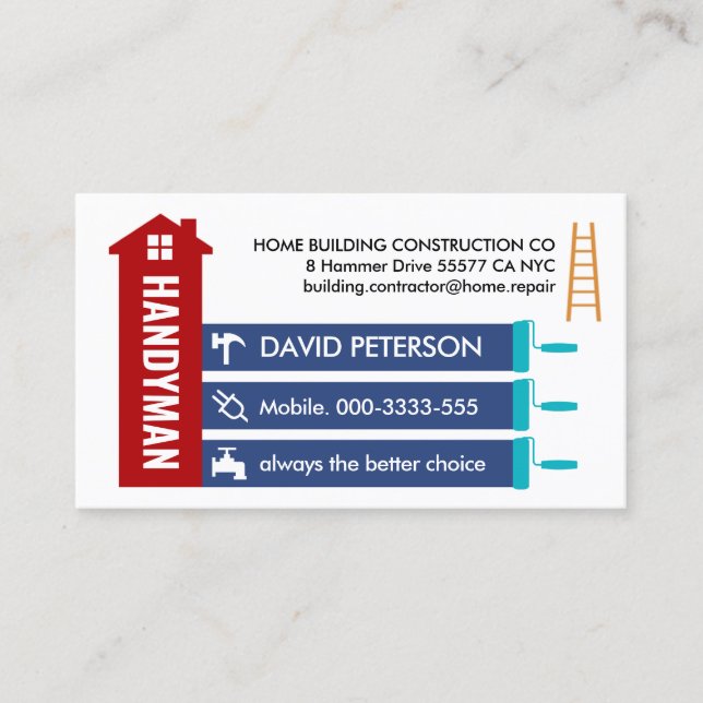 Special Home Building Tools Panel Business Card (Front)