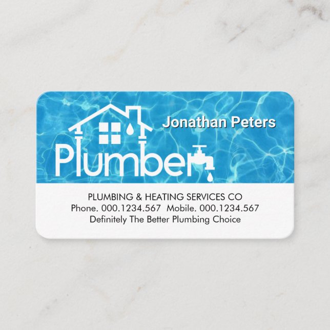 Special Home Plumber Signage On Water Business Card (Front)