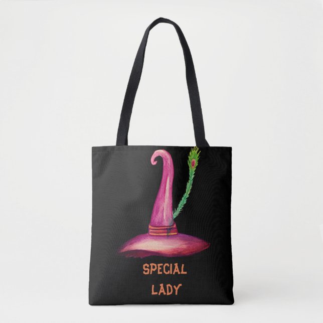 Special lady Halloween Witch Hat Tote Bag (Front)