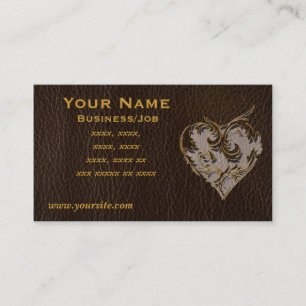 Special Leather-Look Heart Dark Business Card