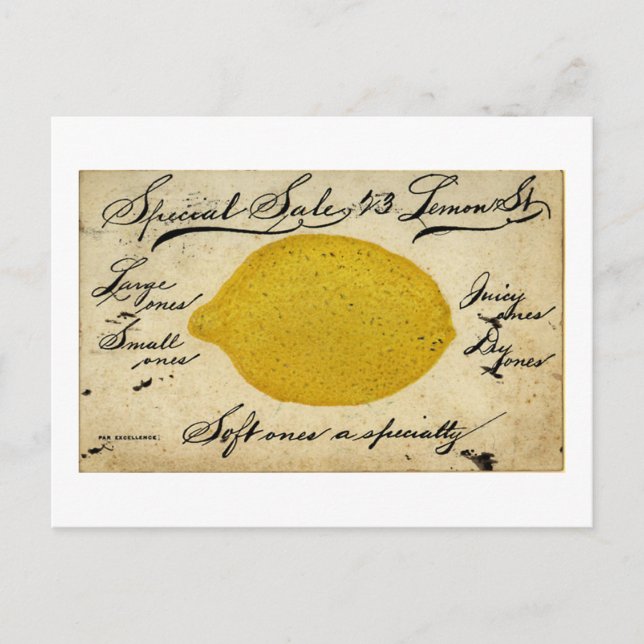 Special Lemons -1897 Postcard (Front)