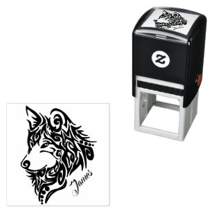 Special Made James Tribal Wolf with Name Self-inking Stamp