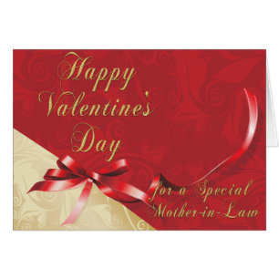 Special Mother-in-Law Gold and Red Filigree Heart