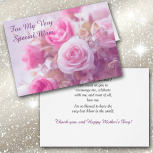 Special Mum Pink Roses Mother's Day Card