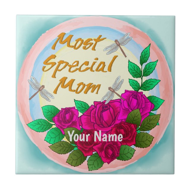 Special Mum Roses  Tile (Front)