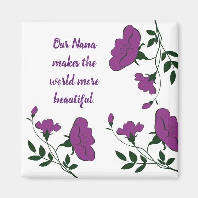 Special Nana Floral Purple Flower Grandmother Magnet (Front)